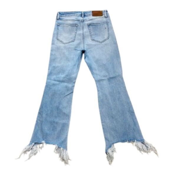 Hidden LA 27x26 High Rise Crop Flare Jeans Distressed Fray Hem Stretch - Picture 3 of 11